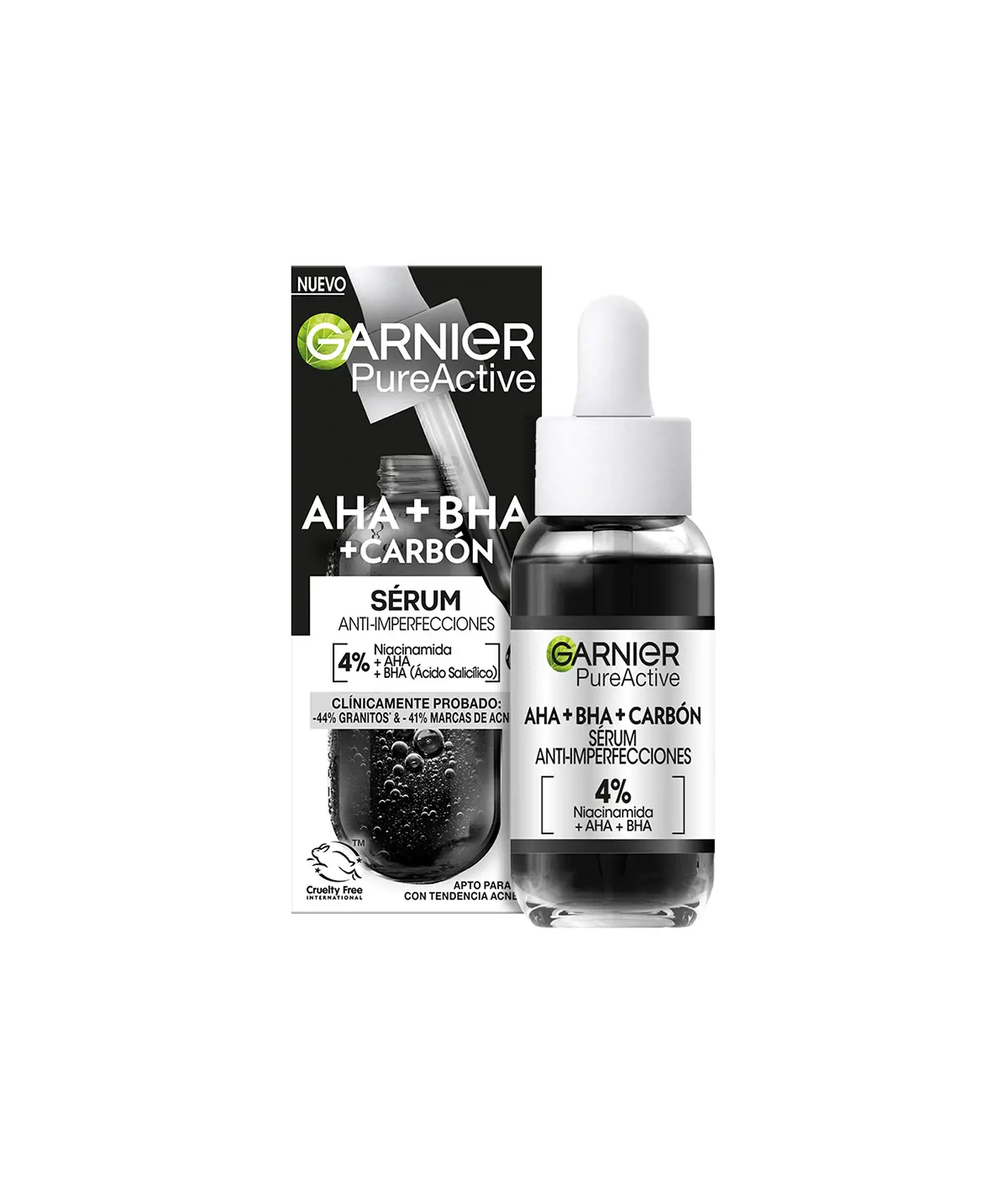 Pure Active Sérum Anti Imperfecciones AHA + BHA + Carbón Garnier