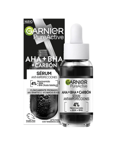 Pure Active Sérum Anti Imperfecciones AHA + BHA + Carbón Garnier