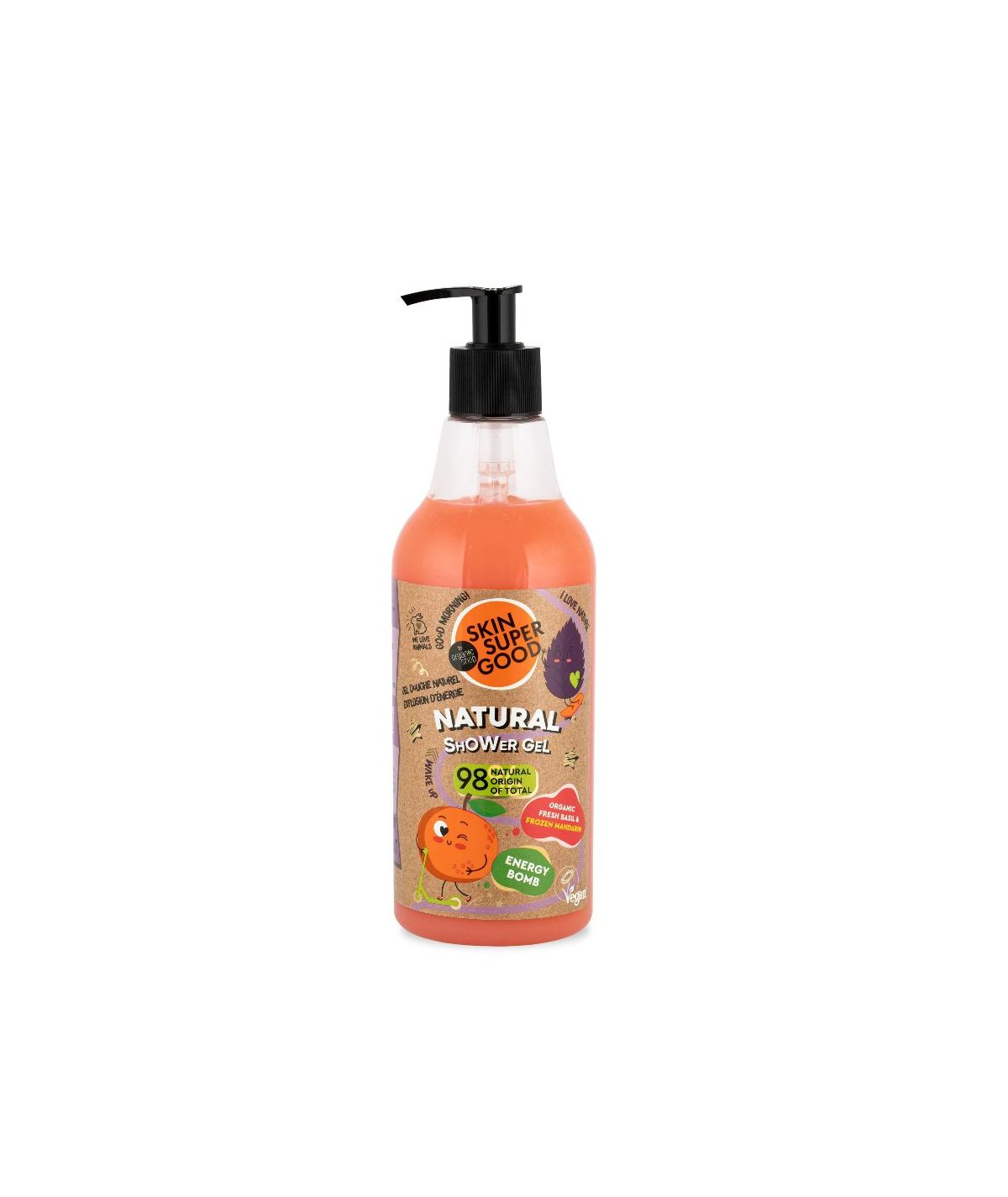 Natural Shower Gel Organic Fresh Basil & Frozen Mandarin Natural Shower Gel Organic Fresh Basil & Frozen Mandarin