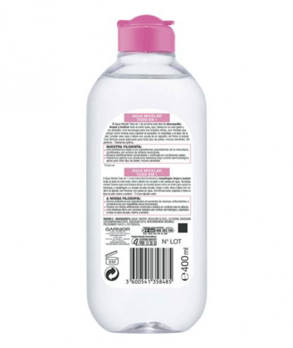 Agua Micelar Clásica Pieles Normales Todo en Uno- Garnier